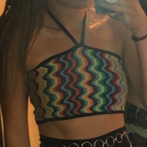Urban Halter Rainbow Stripped Crop Top